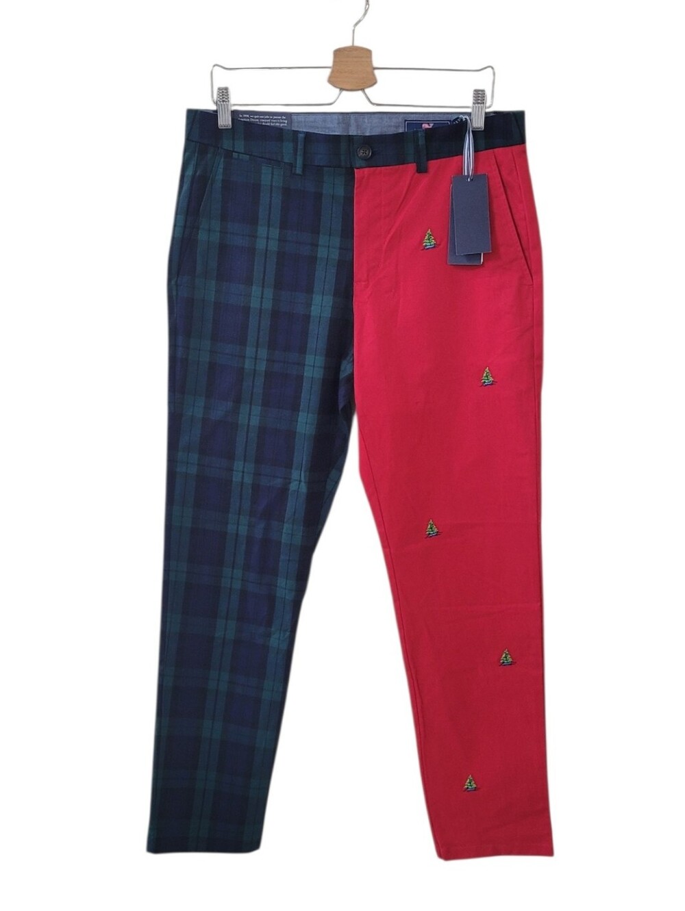 VINEYARD VINES Split Leg Christmas Breaker Pant Size 33 x 32 Plaid Embroidered